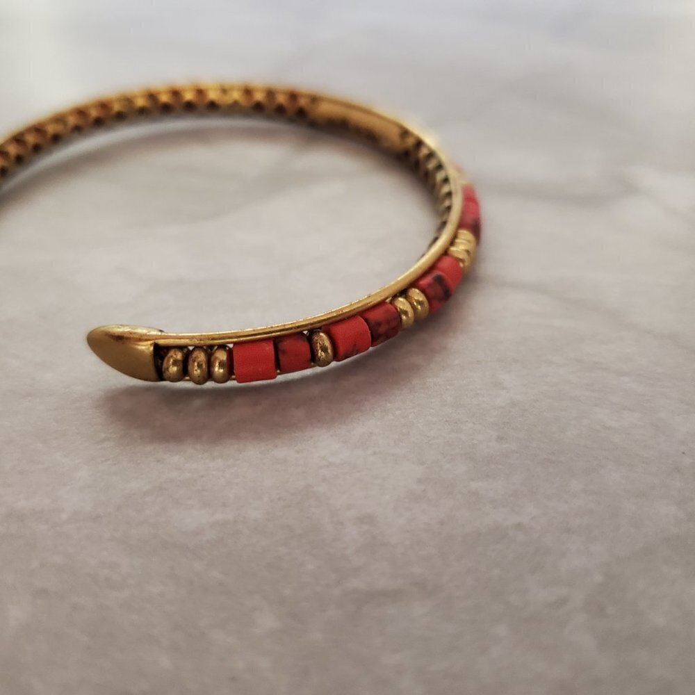 💖 Stella and Dot Beaded Beads Coral Exoctic Antiqed Bracelet 💖 - Picture 6 of 10